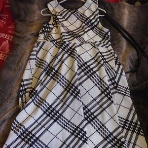 White & Black Plaid Maternity Dress